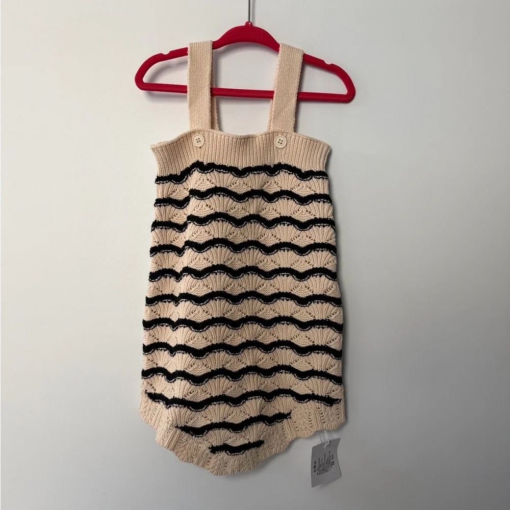 Toddler Cream and Black Striped Knit Cardigan Set - Picture 5 of 12